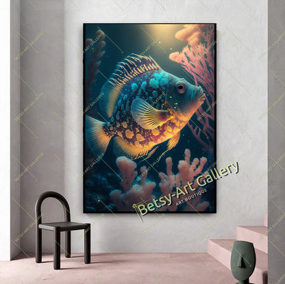 Caribbean Ocean Underwater Fish Canvas Print - Tropical Marine Art