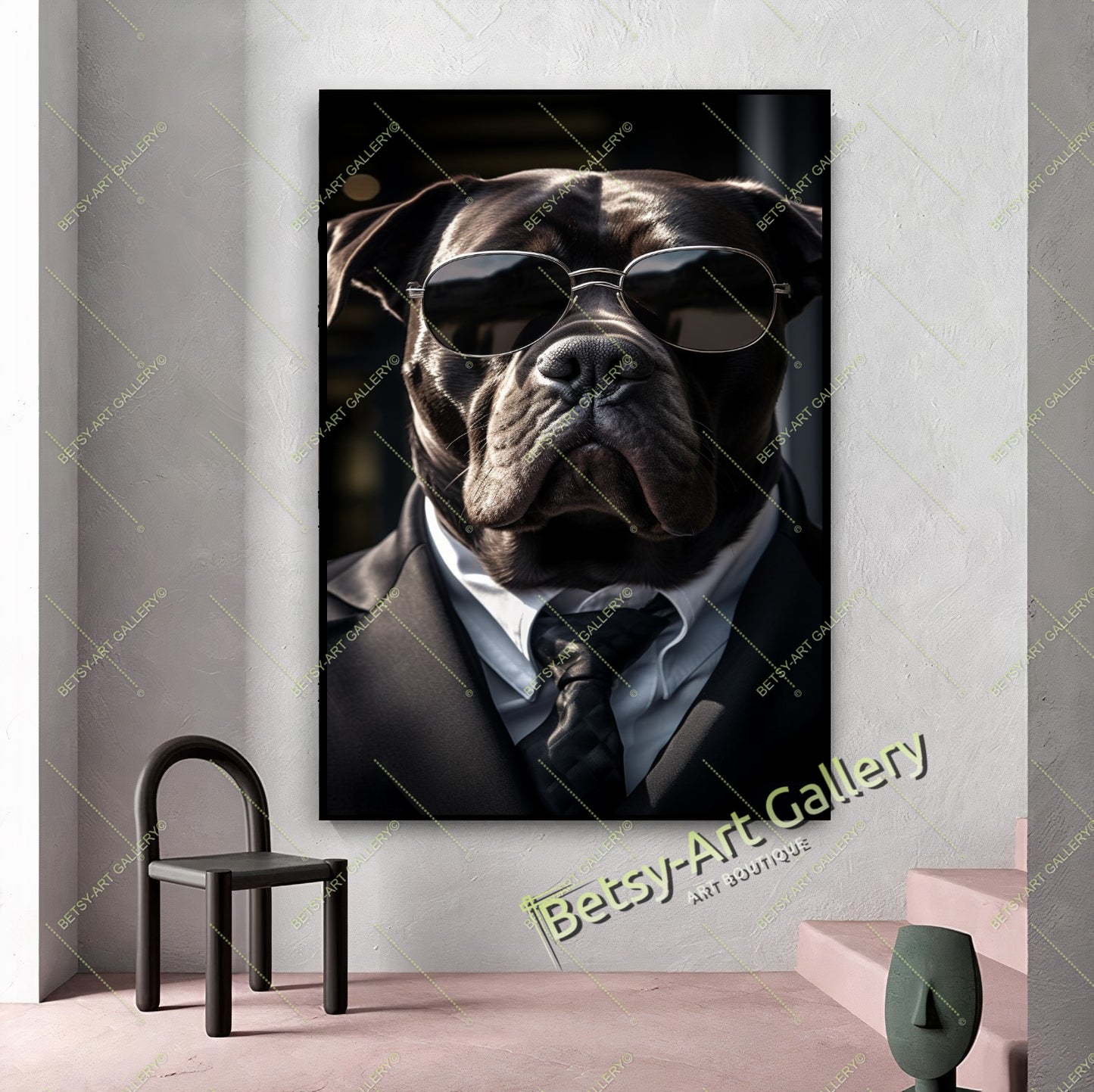 Tattooed Elephant Canvas Print, Bohemian Wall Art Decor