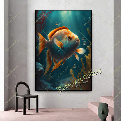 Caribbean Ocean Underwater Fish Canvas Print - Beach House Decor
