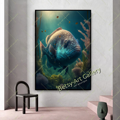 Caribbean Ocean Underwater Fish Canvas Print - Beach House Decor
