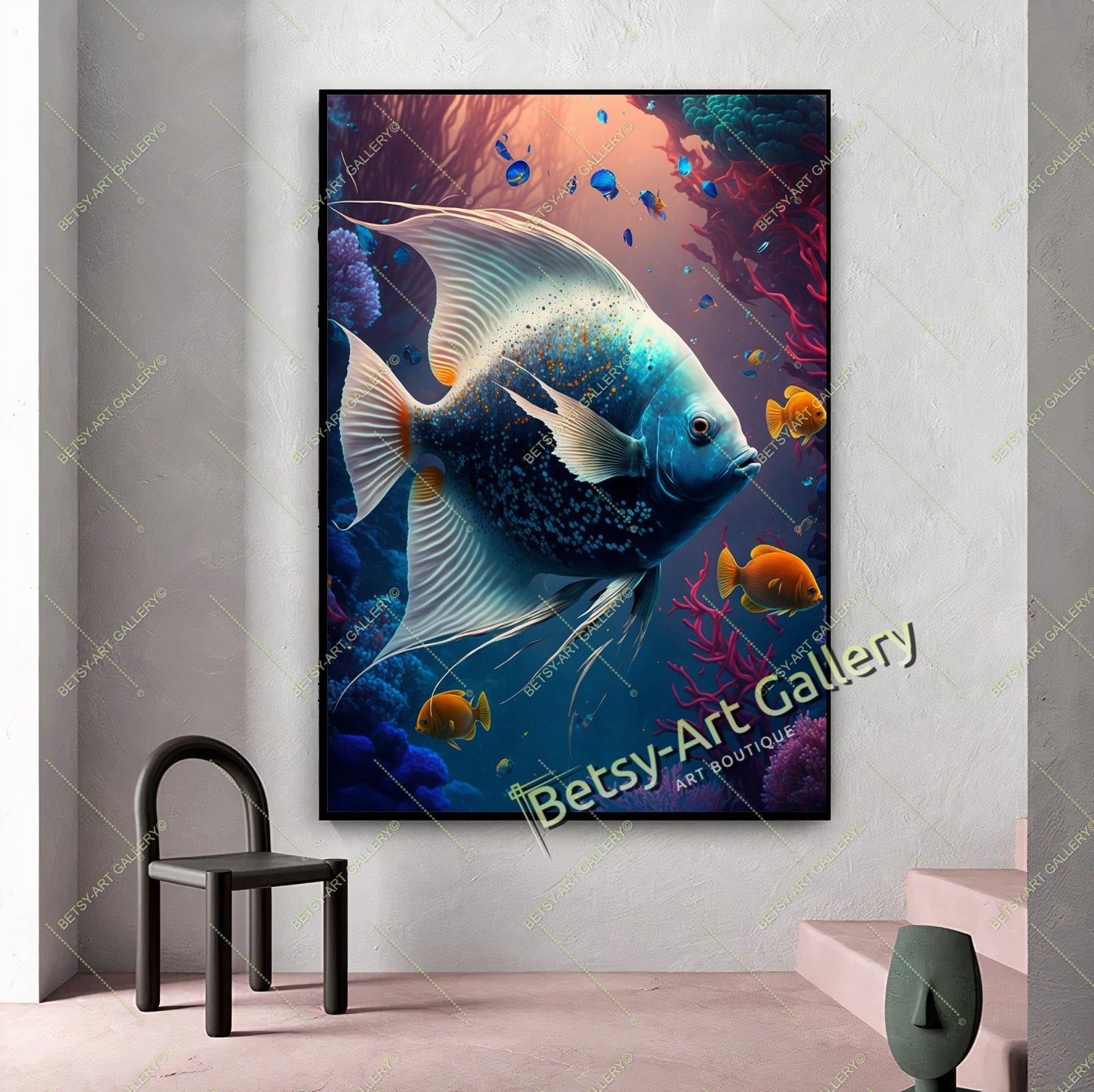 Caribbean Ocean Underwater Fish Canvas Print - Beach House Decor