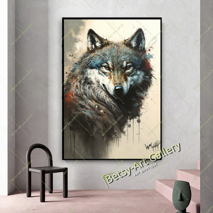 Wolf Watercolor Canvas Print - Abstract Animal Wall Art