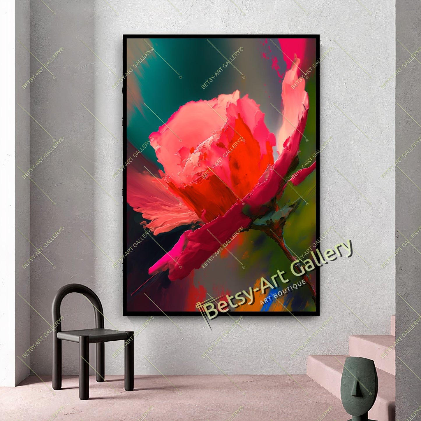 Cozy Floral Nature Canvas Print, Bee and Butterfly Wall Ar