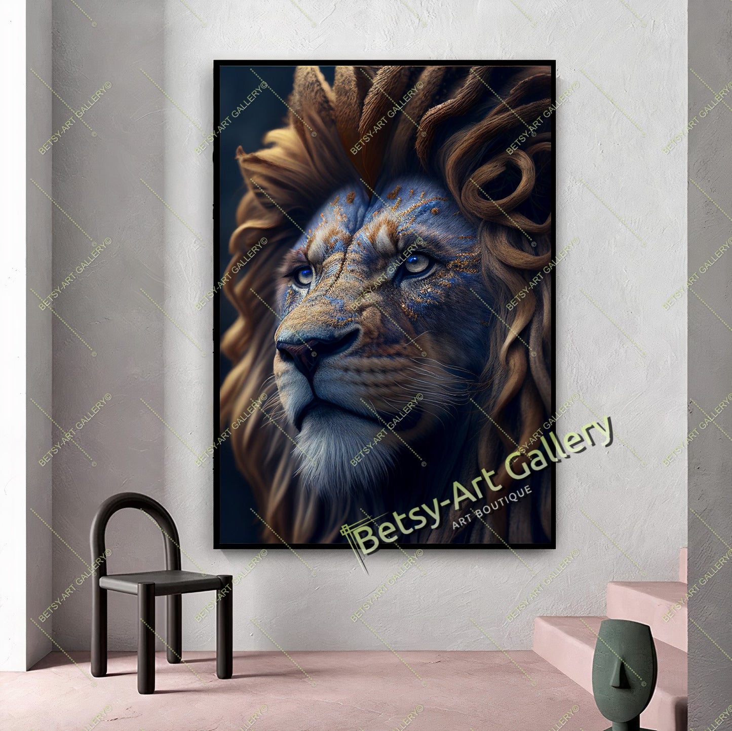 Jungle Puma and Leopard Canvas Print, Wild Cats Wall Art