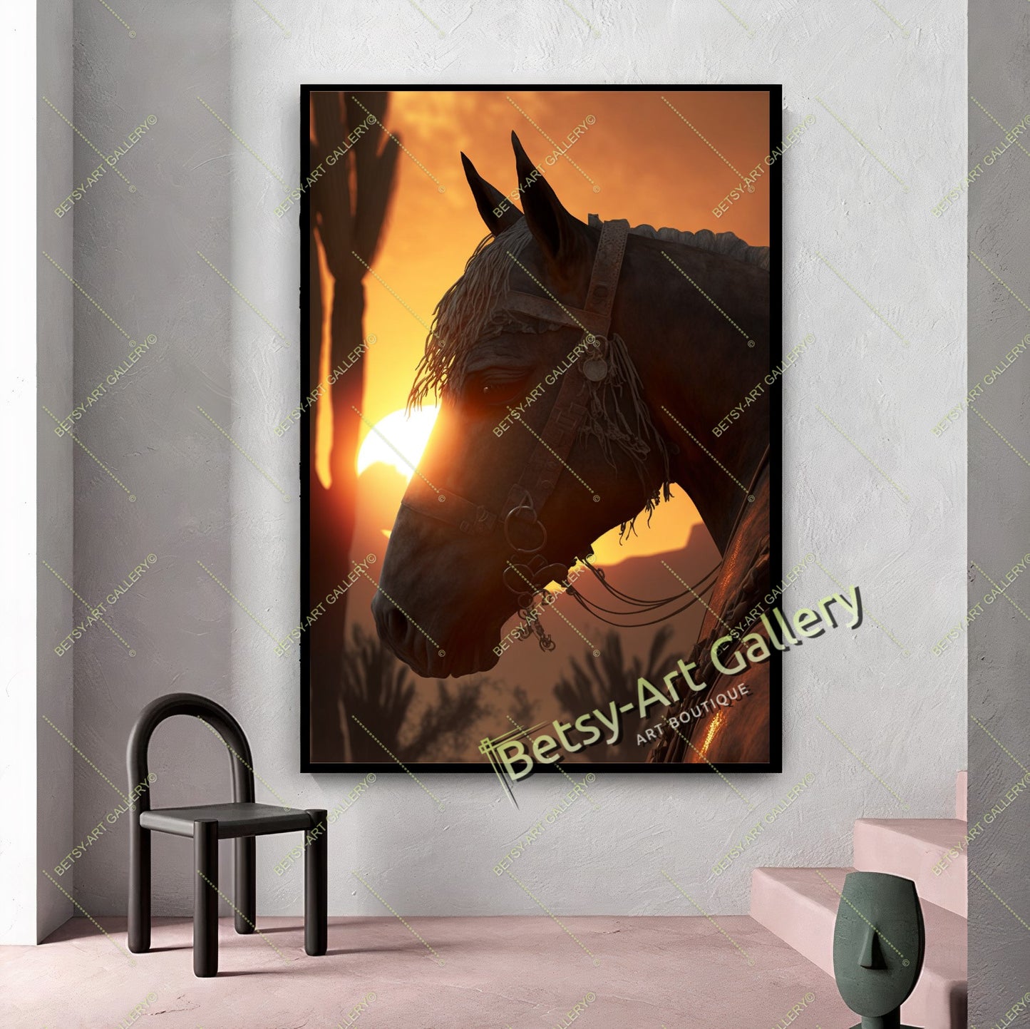 Western Cowboy Sunset Canvas Print, Cowboy and Horse Wall Art
