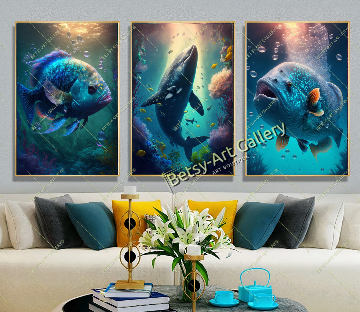 Caribbean Ocean Underwater Fish Canvas Print - Tropical Marine Art