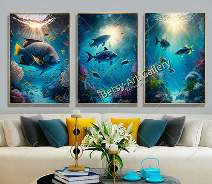 Caribbean Ocean Underwater Fish Canvas Print