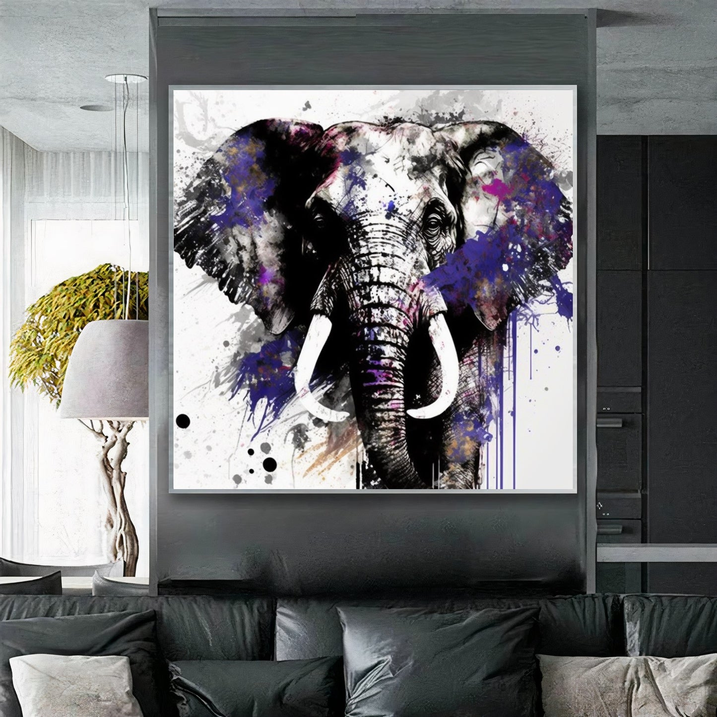 Graffiti Colorful Abstract Elephant Wall Art – Modern Wildlife Canvas Print