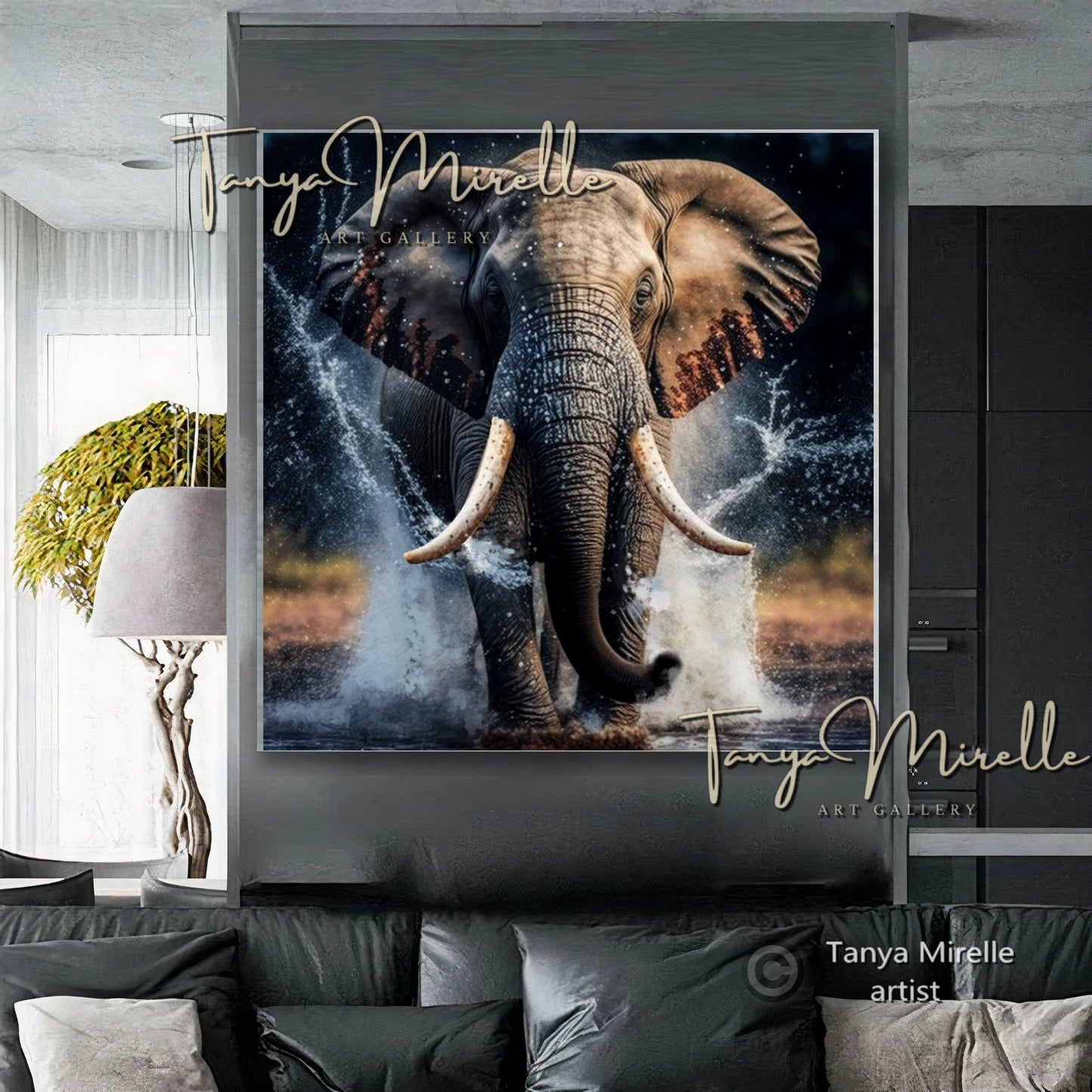 African Elephant Wall Art – Modern Wildlife Canvas Print