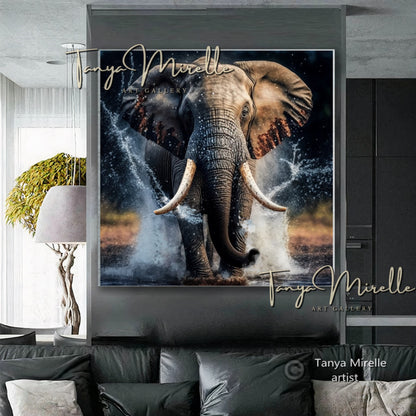 African Elephant Wall Art – Modern Wildlife Canvas Print