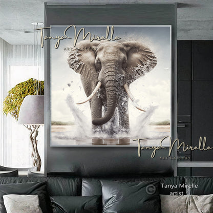 African Elephant Wall Art – Modern Wildlife Canvas Print