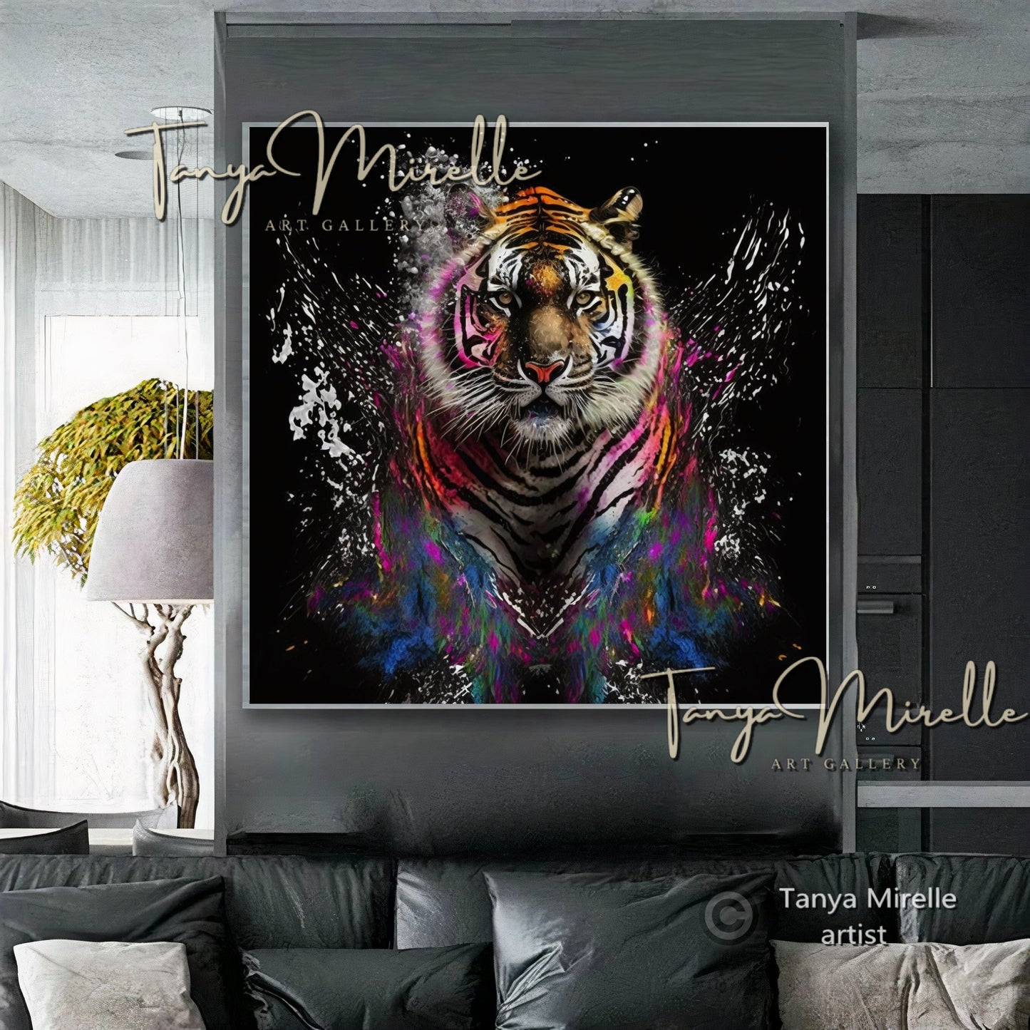 Modern Tiger Art Print on Canvas – Abstract Animal Wall Art