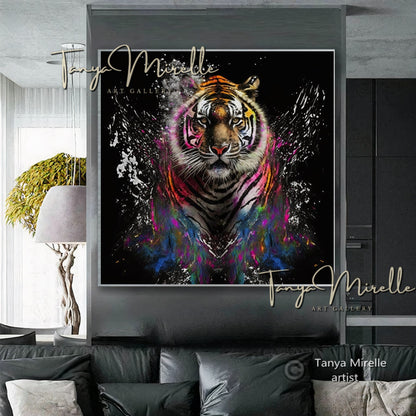 Modern Tiger Art Print on Canvas – Abstract Animal Wall Art