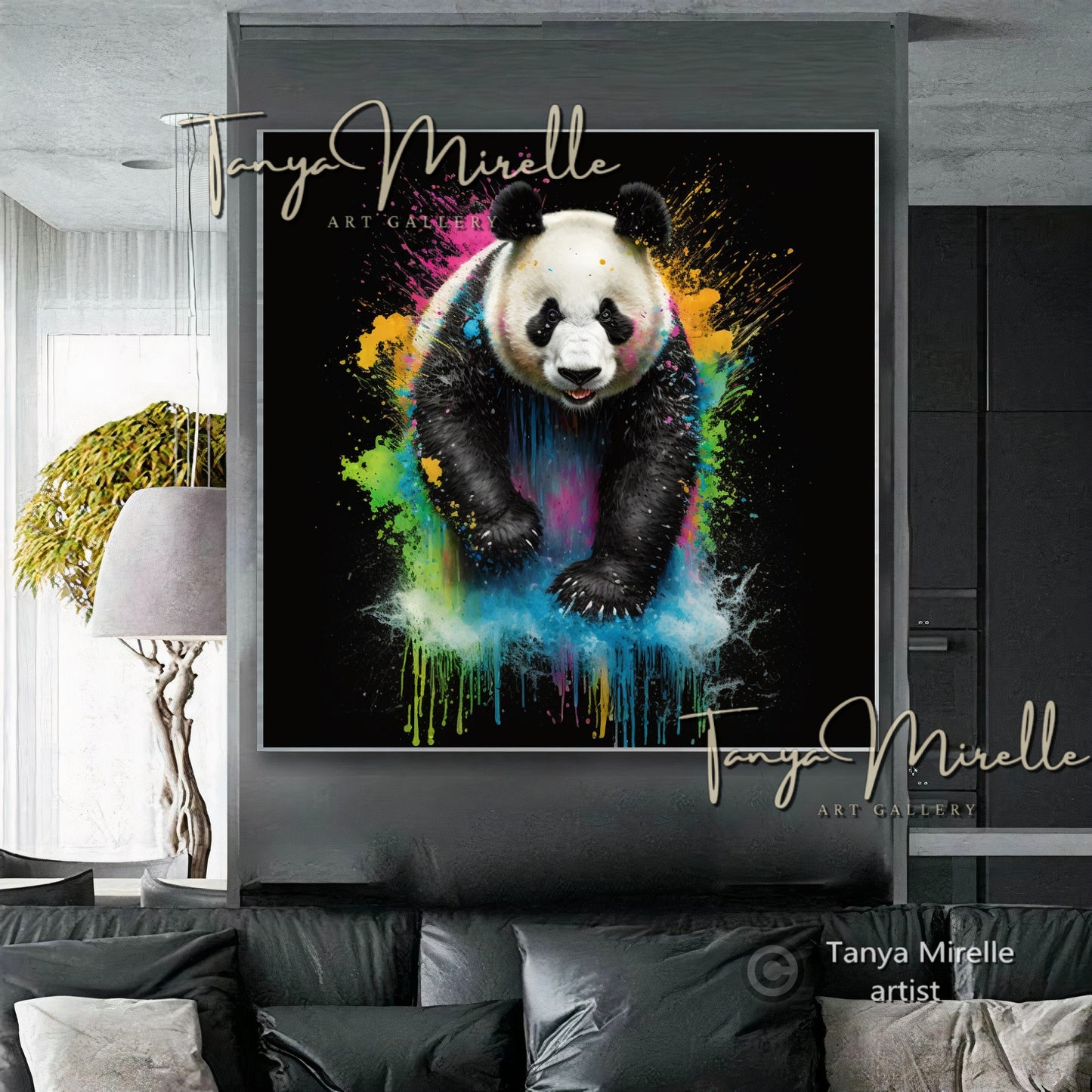 Vibrant Panda Print Art – Contemporary Canvas Wall Decor