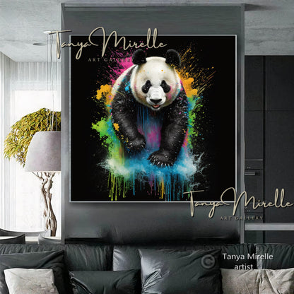 Vibrant Panda Print Art – Contemporary Canvas Wall Decor