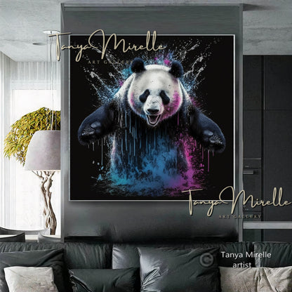 Vibrant Panda Print Art – Contemporary Canvas Wall Decor