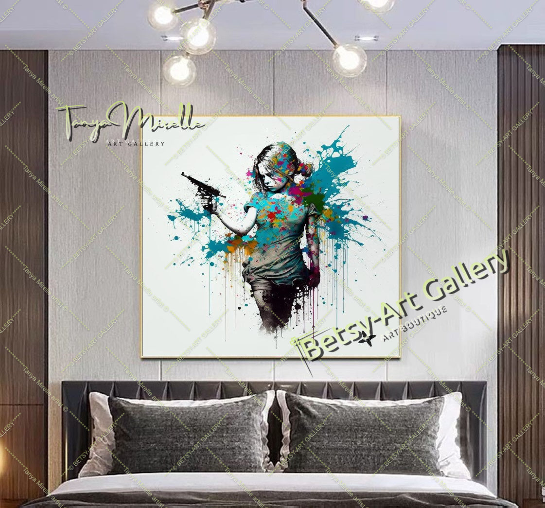 Girl with Red Heart Balloon – Street Art Banksy Inspired Canvas Print