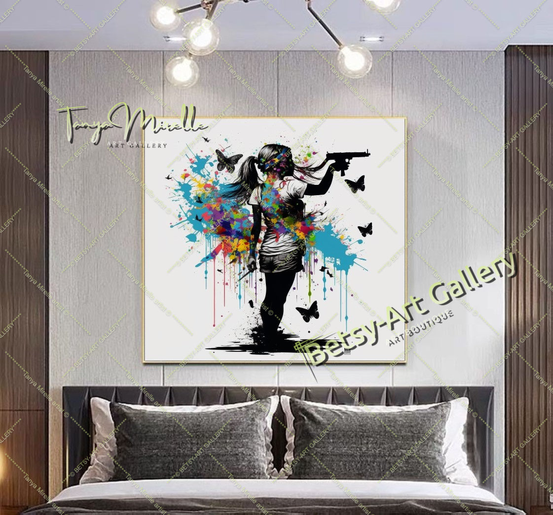 Girl with Red Heart Balloon – Street Art Banksy Inspired Canvas Print
