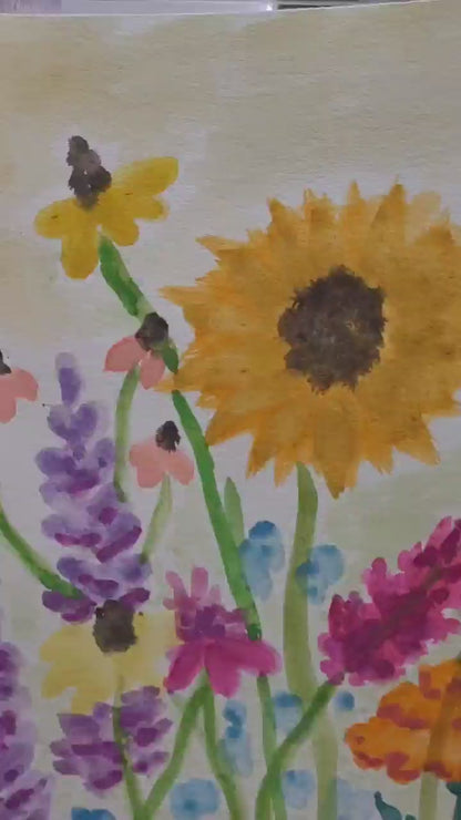 Original Watercolor Floral Painting Botanical Wall Art #1, No Frame