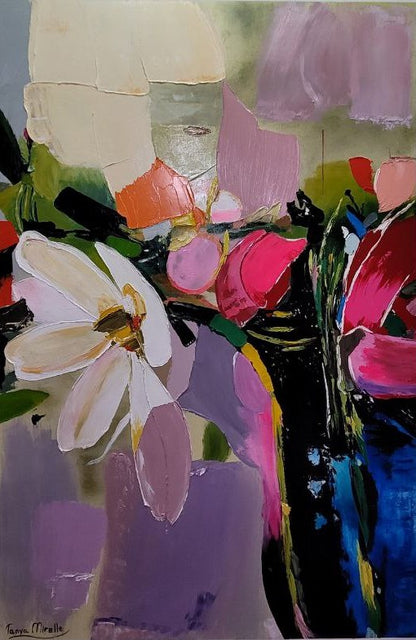 Chic Abstract Floral Oil Canvas - Modern Impasto Wall Art #194