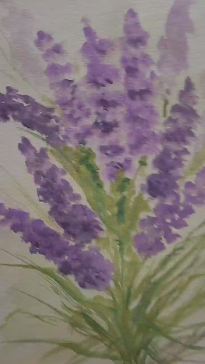 Watercolor Lavender Painting, Botanical Wall Art No Frame