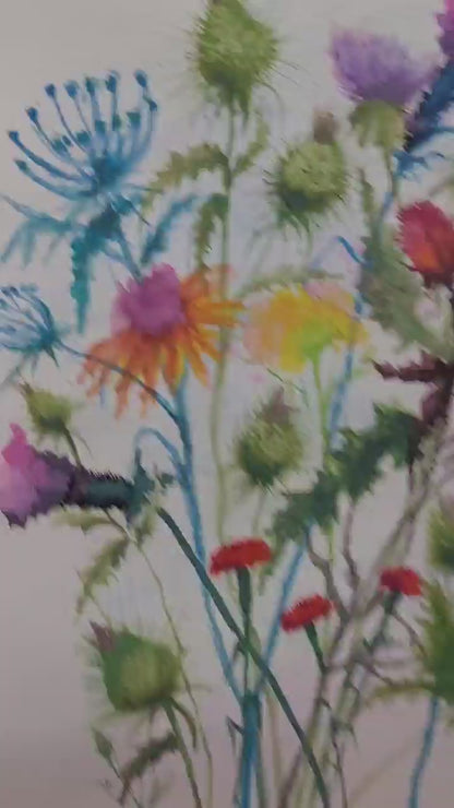 Watercolor Wildflowers Painting, Botanical Wall Art #2 No Frame