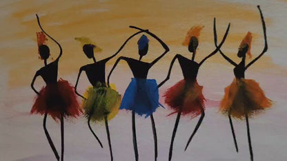 African Dance Watercolor Painting - Colorful Tribal Dancer Art No Frame