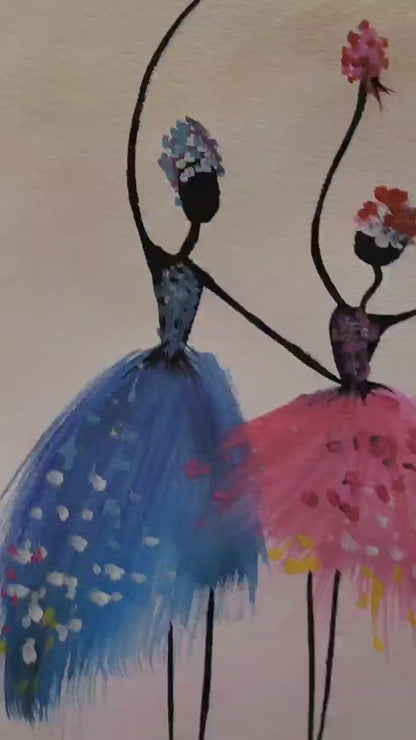 Original Watercolor Ballet Painting, Ballerina Dance Art No Frame