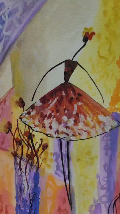 Elegant Watercolor Ballet Painting, Ballerina Dance Art No Frame
