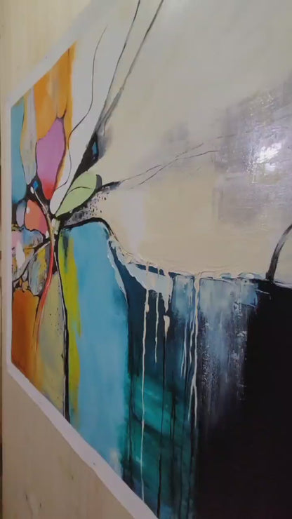 Bold Abstract Oil Painting with Palette Knife Texture #219