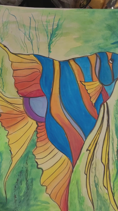 Vibrant Caribbean Fish Watercolor Painting - Tropical Wall Art No Frame