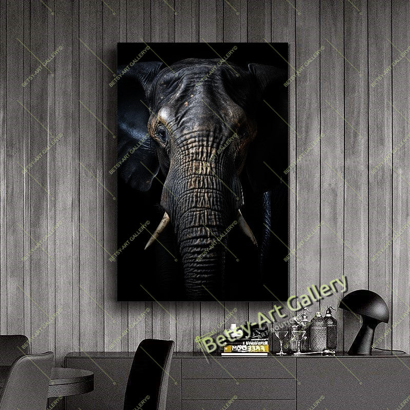 Tattooed Elephant Canvas Print, Bohemian Wall Art Decor