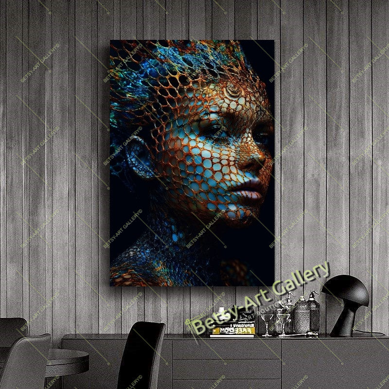Abstract African Woman Canvas Print, Modern Tribal Art