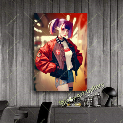Neon DJ Girl Wall Art - Modern Otaku Room Decor