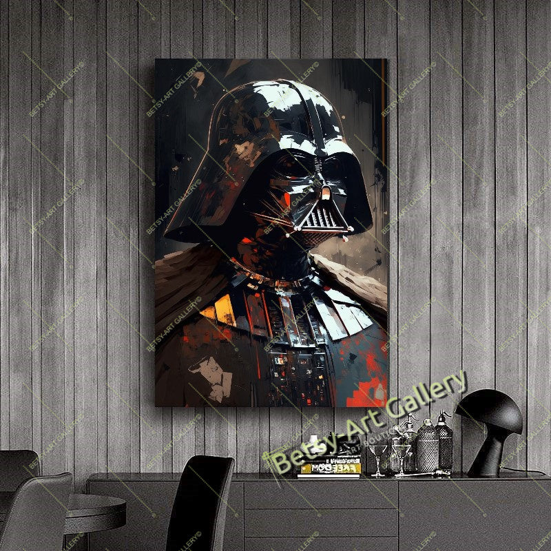 Dark Galactic Warrior Canvas Print, Sci-Fi Space Soldier Art