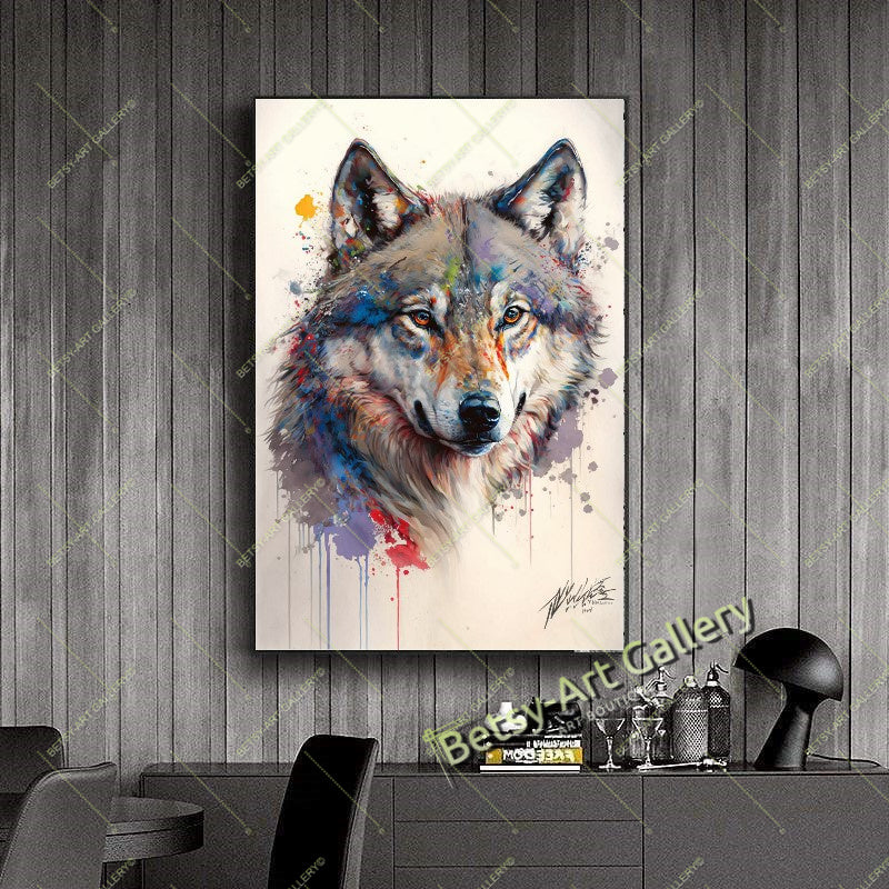 Wolf Watercolor Canvas Print - Abstract Animal Wall Art