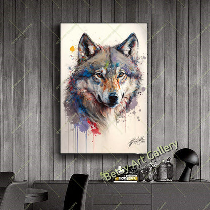 Wolf Watercolor Canvas Print - Abstract Animal Wall Art