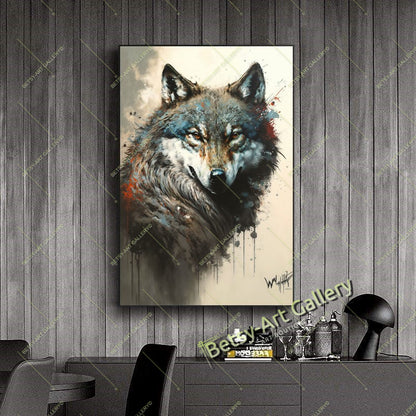 Wolf Watercolor Canvas Print - Abstract Animal Wall Art