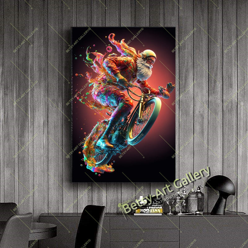 Biker Motorcycle Canvas Print, Rider Wall Art