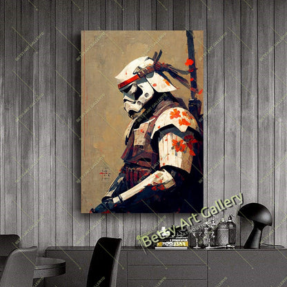Dark Galactic Warrior Canvas Print, Sci-Fi Space Soldier Art