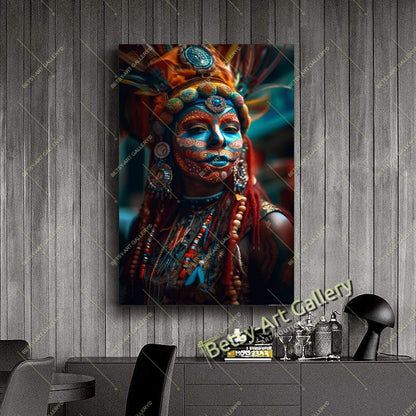 Abstract African Woman Canvas Print, Modern Tribal Art