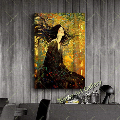 Happy Woman Canvas Print, Sunshine Nature Art