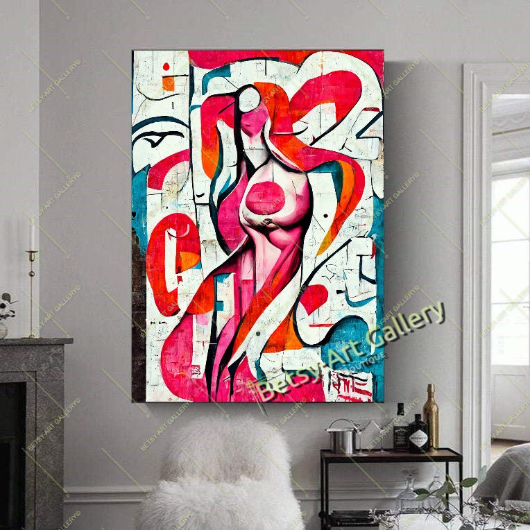 Bold Abstract Canvas Print, Vibrant Contemporary Home Decor