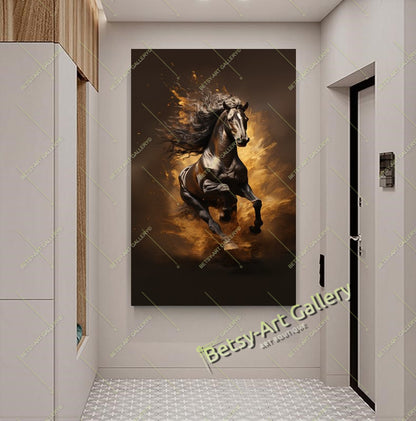 Abstract Black and White Horses Canvas Print - Minimalist Equine Art