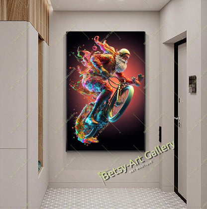 Biker Motorcycle Canvas Print, Rider Wall Art