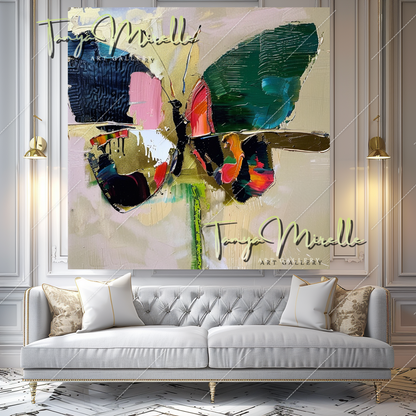 Vivid Abstract Butterfly Oil Painting on Canvas #351