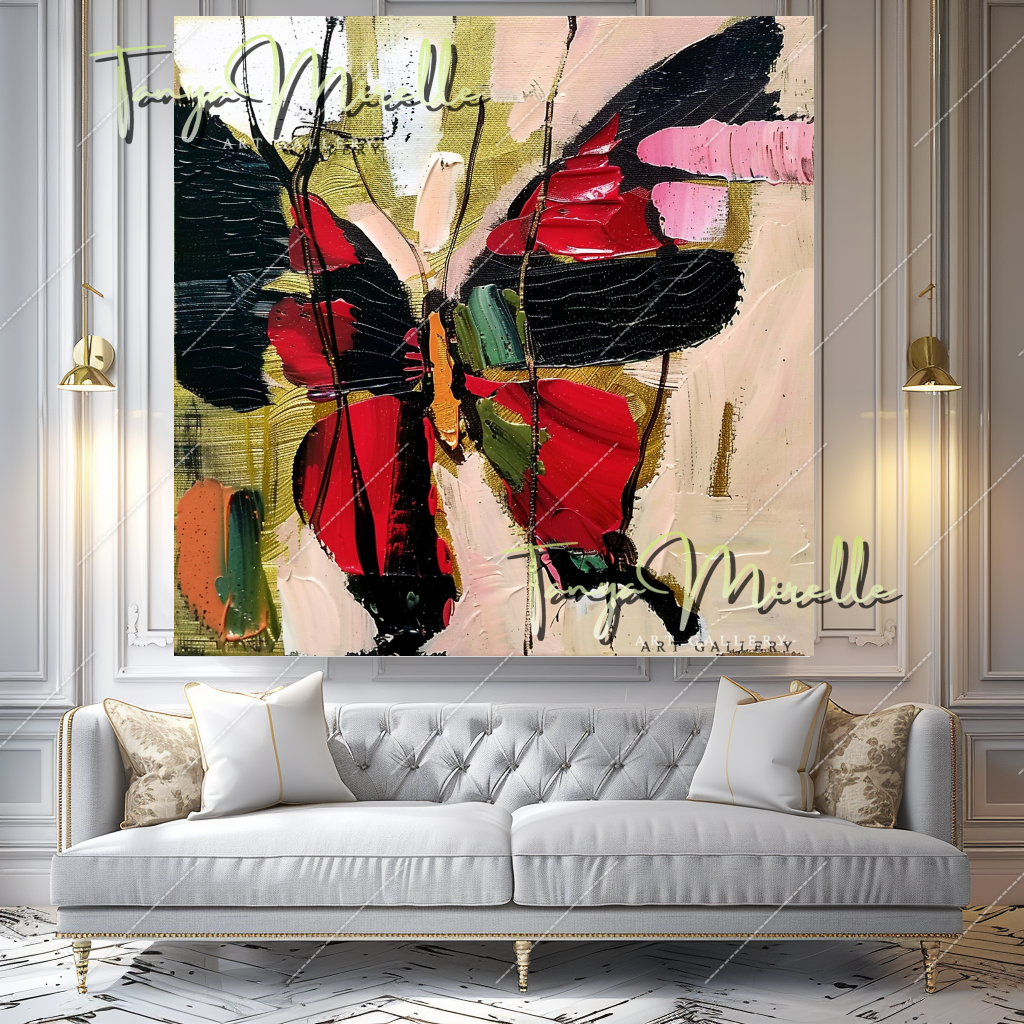 Vivid Abstract Butterfly Oil Painting on Canvas #351