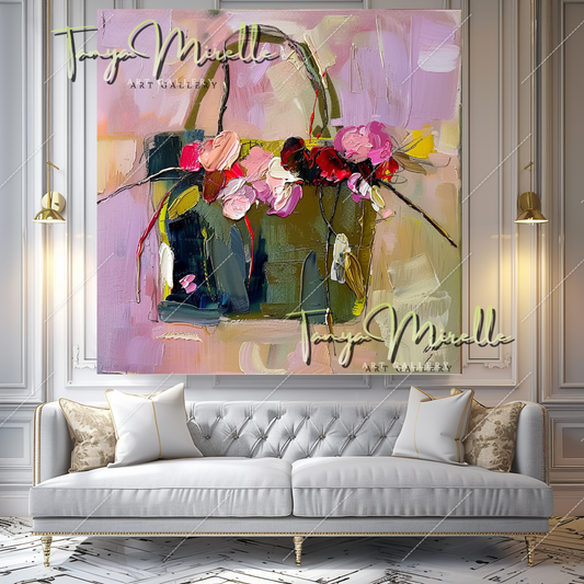 Abstract Floral Impasto Oil Painting on Canvas #355