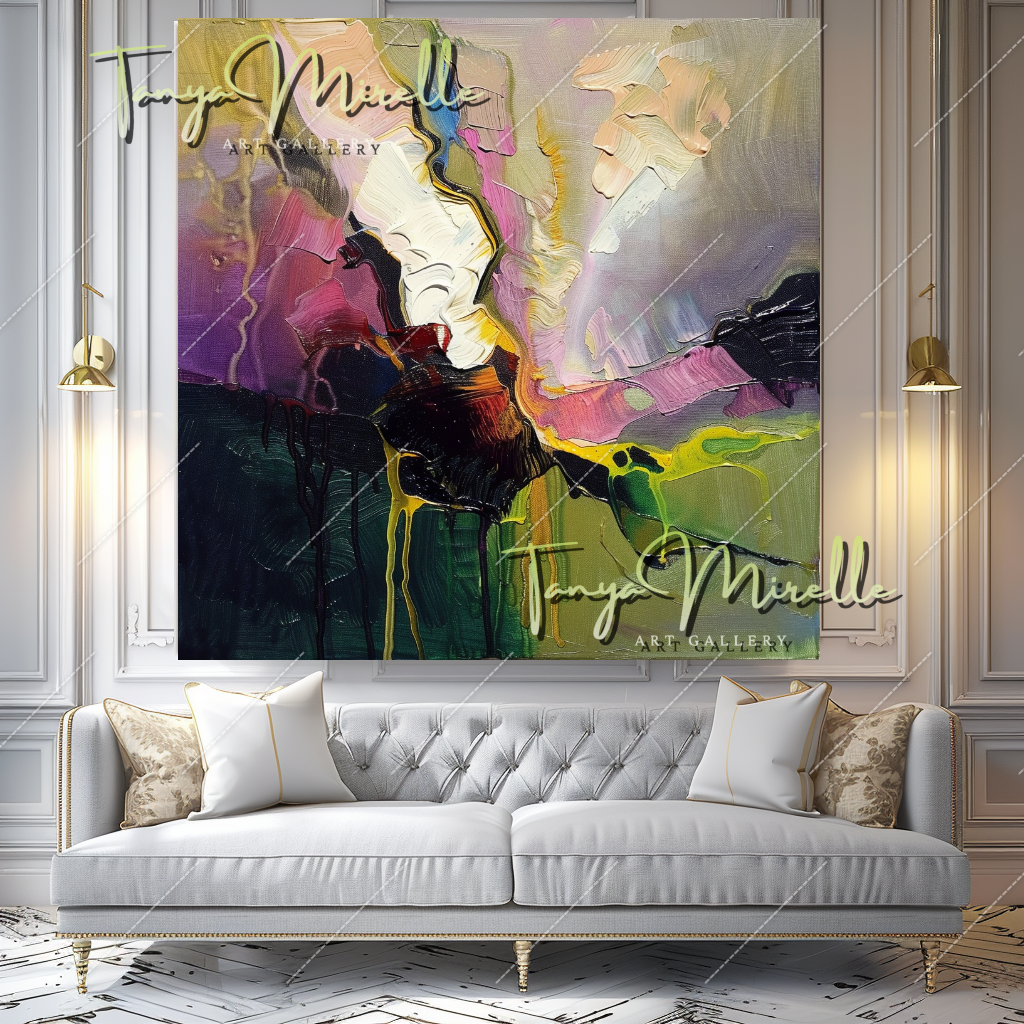 Colorful Abstract Flower Oil Painting, Palette Knife Art #358