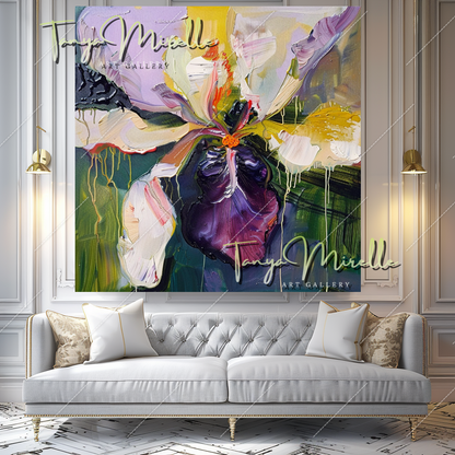 Colorful Abstract Flower Oil Painting, Palette Knife Art #359
